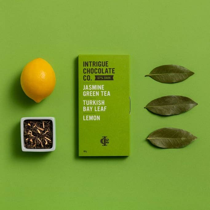 Intrigue Chocolate Co. - Wholesale Chocolate Bar - Jasmine Green Tea, Turkish Bay Leaf, Lemon Bar3