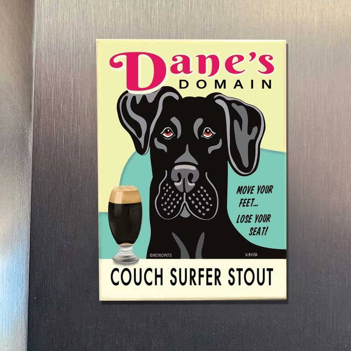 Retro Pets – wholesale Magnet – Great Dane Couch Surfer Stout 4-Pack Magnets1