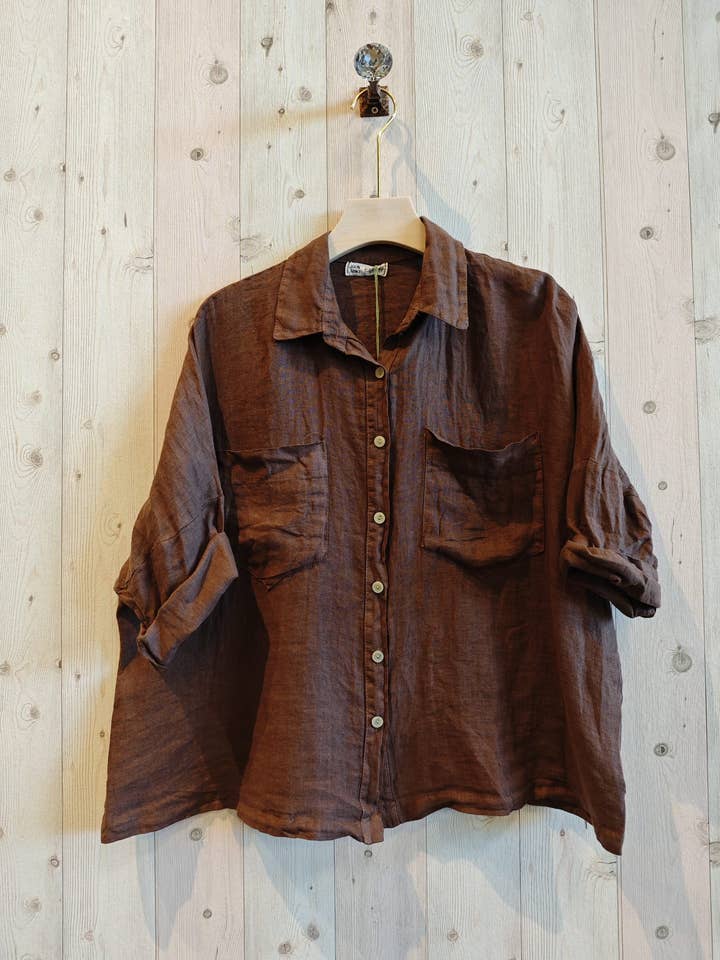 REF 8103 T-SHIRT MED TO LOMMER 100% HØR for engroshandel hos Linen & More