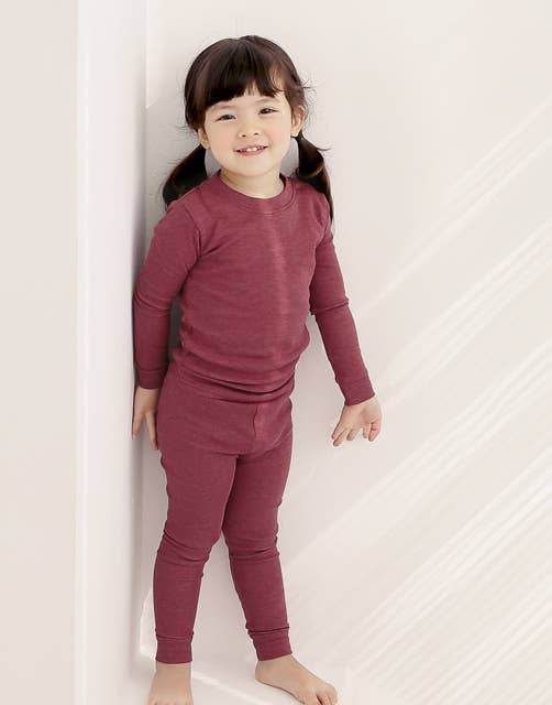 New Melange Red Long Sleeve PJs for wholesale on Faire9
