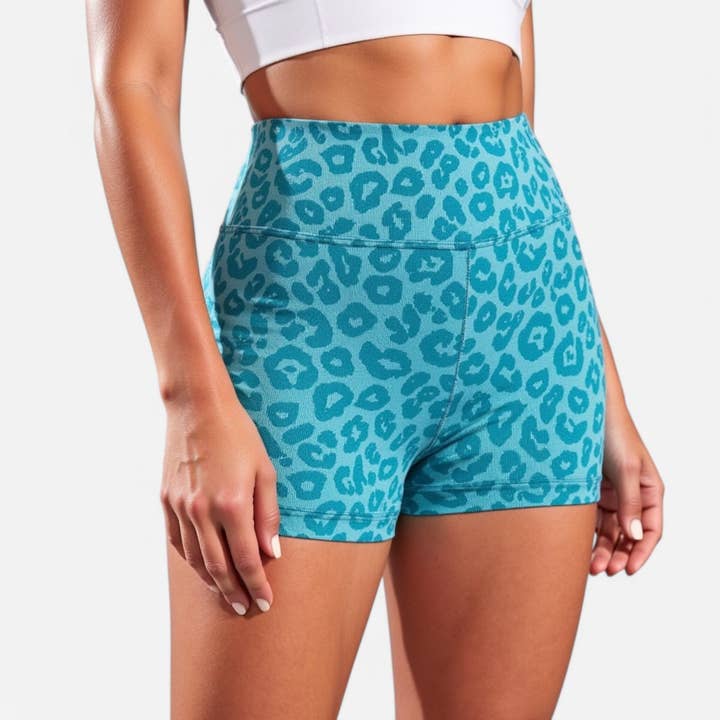 Women's Seamless Leopard Print Biker Shorts with High Waist for wholesale by Active by Anna-Kaci