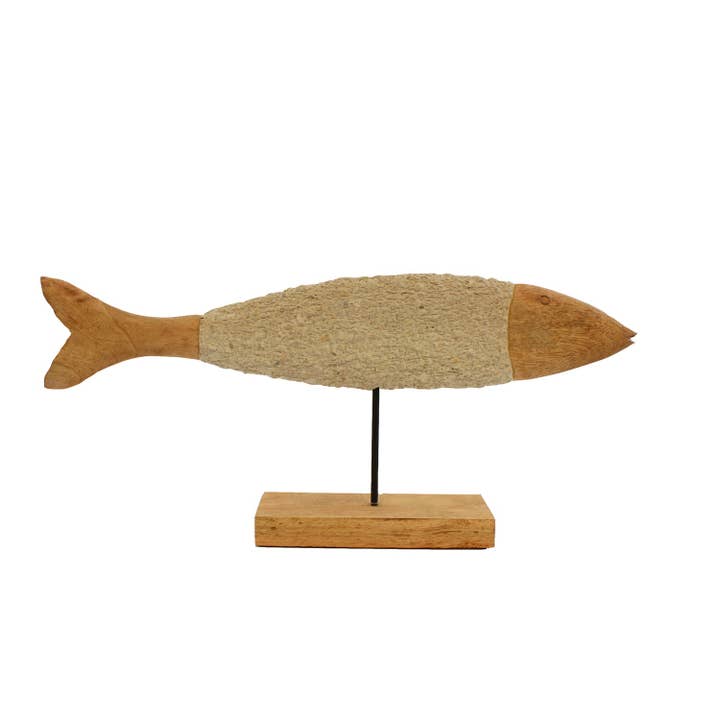 Beachcombers - Wholesale Decorative Tabletop Object - SALE Small Wood & Stone Fish