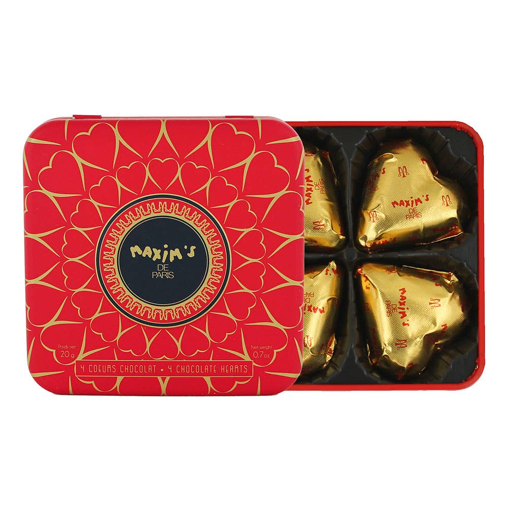 Maxim's – Großhandel Schokoladenschachtel – Etui 3 Metallboxen 4 Milchpralinen-Herzen3
