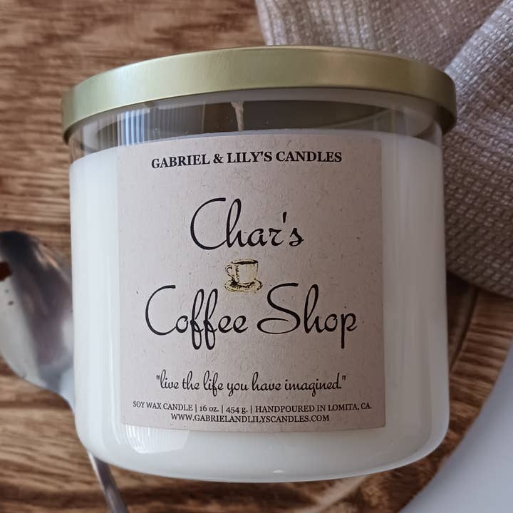 Char's Coffee Shop Soy Candle for wholesale by Gabriel & Lily's Candles