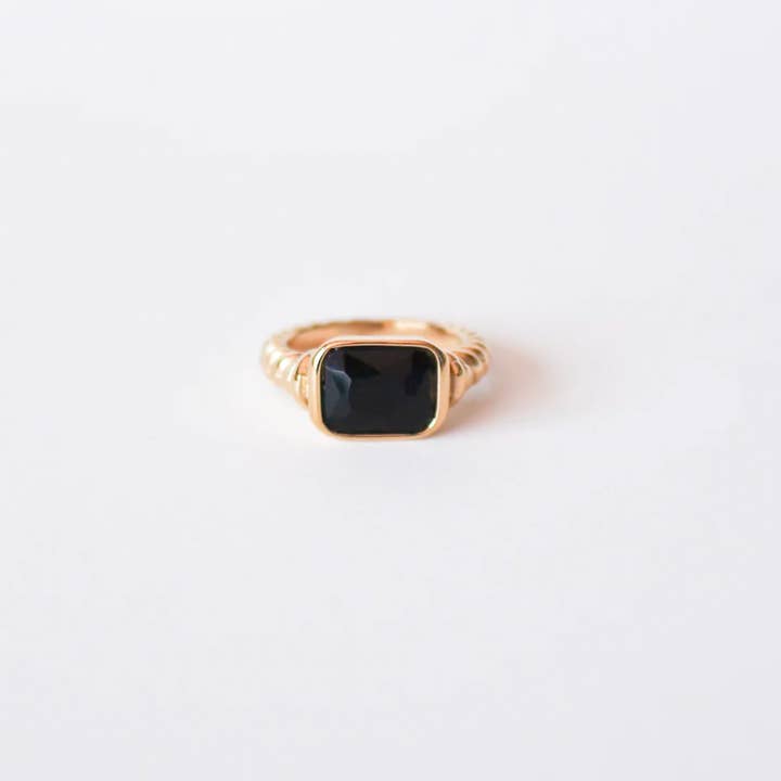 Or Jewelry - Wholesale Single Stone/Solitaire Ring - Jules Black Stone Ring