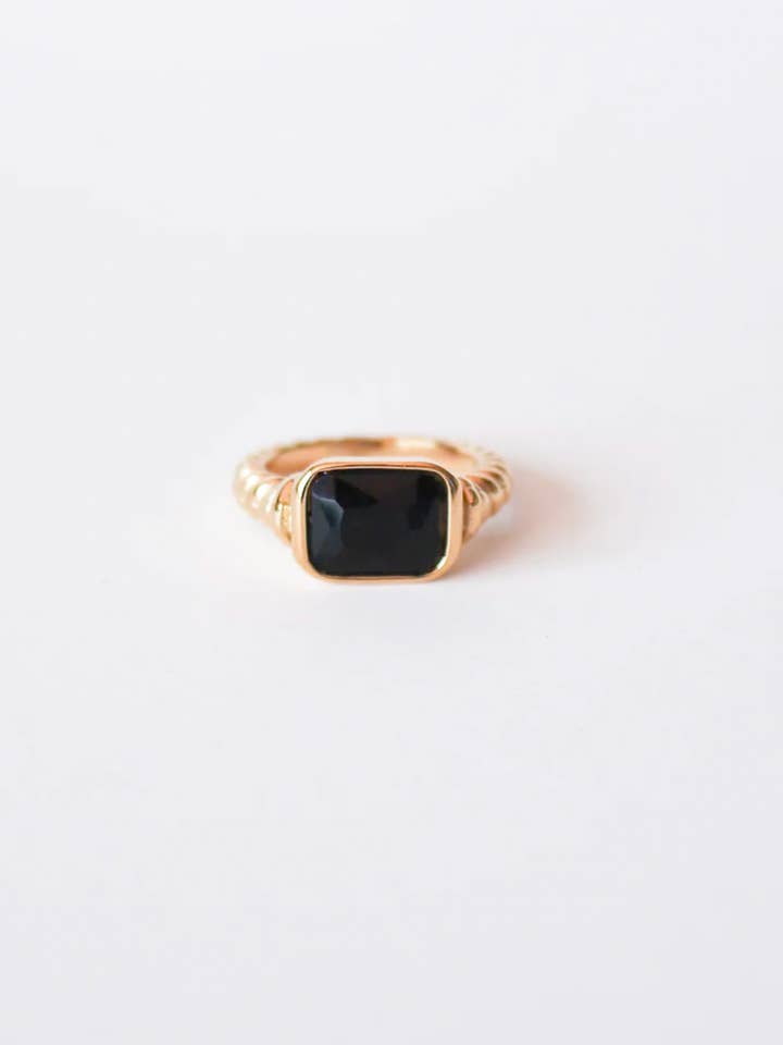 Jules Black Stone Ring for wholesale by Or Jewelry