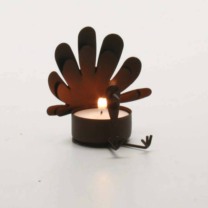 tag - Wholesale Candle Holder - Sitting Turkey Tealight Holder - Antique Bronze