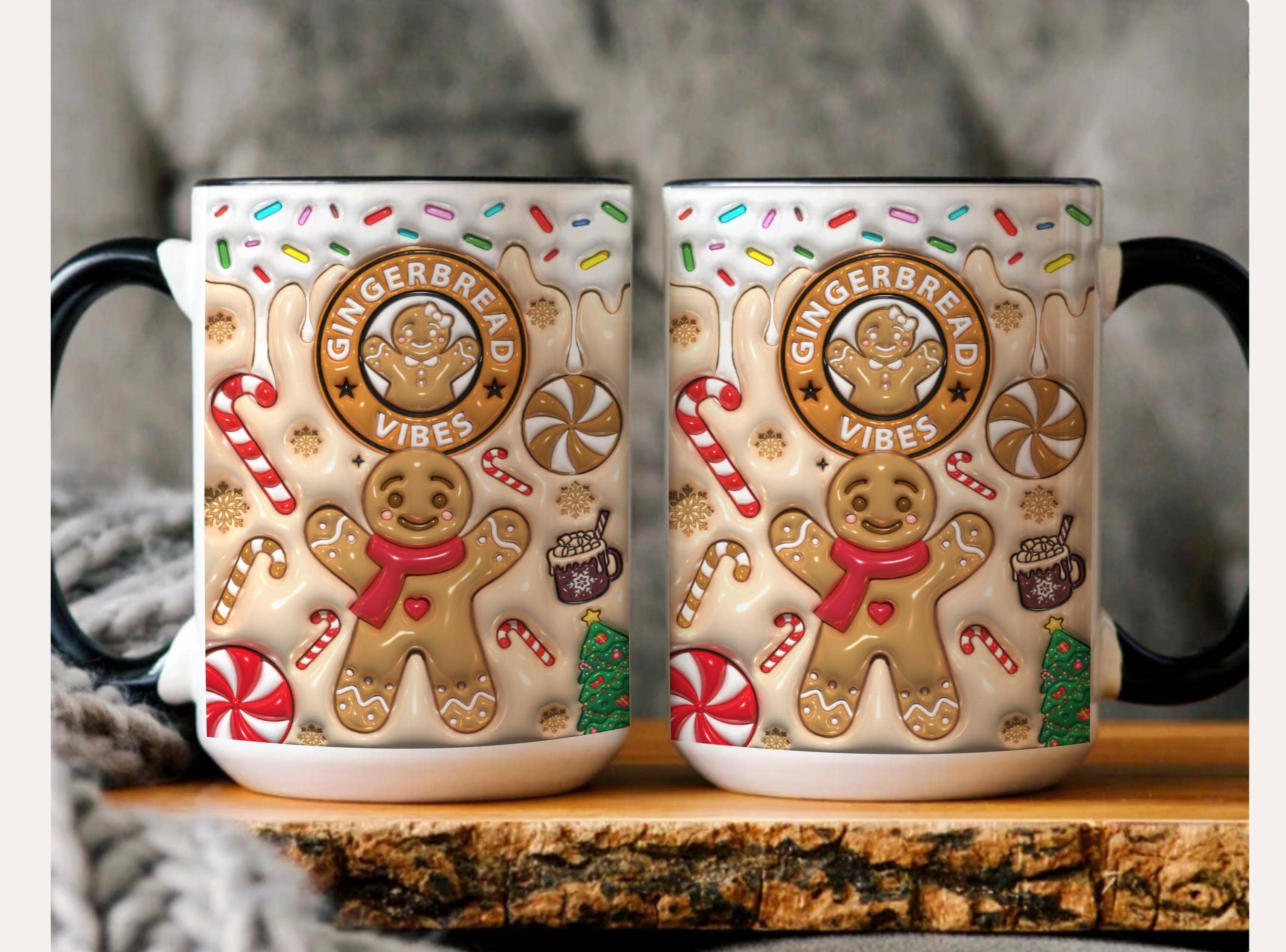 NVC Ecommerce LLC - Wholesale Coffee Mug - Gingerbread Vibes Christmas Mug, Cute Christmas Mug1