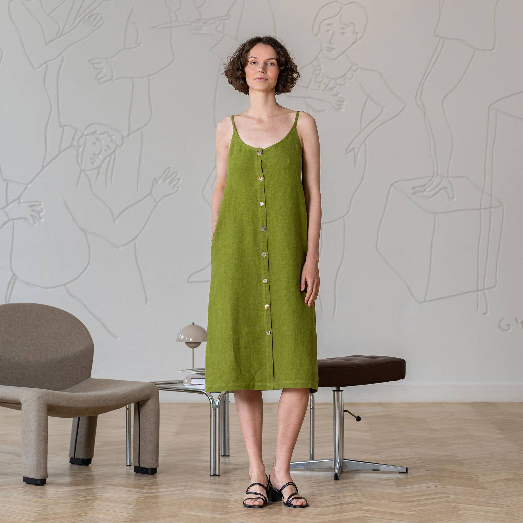 menique - Wholesale Dress - Women's - Linen Button Down Dress Hope - Casual Slip Dress6