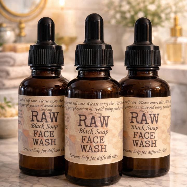 RAW Clarifying Face Wash African Black Soap Cleanser for Fresh, Balanced & Clearer-Looking Skin for wholesale by Smittys Little Farm