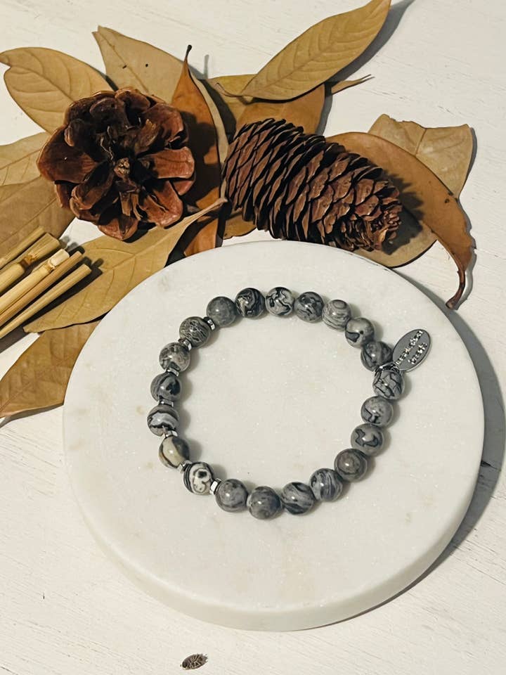 Gray Map Jasper Stacking Bracelet for wholesale by Inspiration Beads