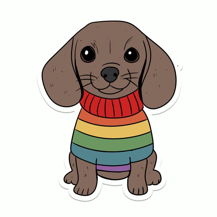 Rainbow Dachshund Dog | Pride | Waterproof Sticker | 3" for wholesale by Rebel and Siren Stickers