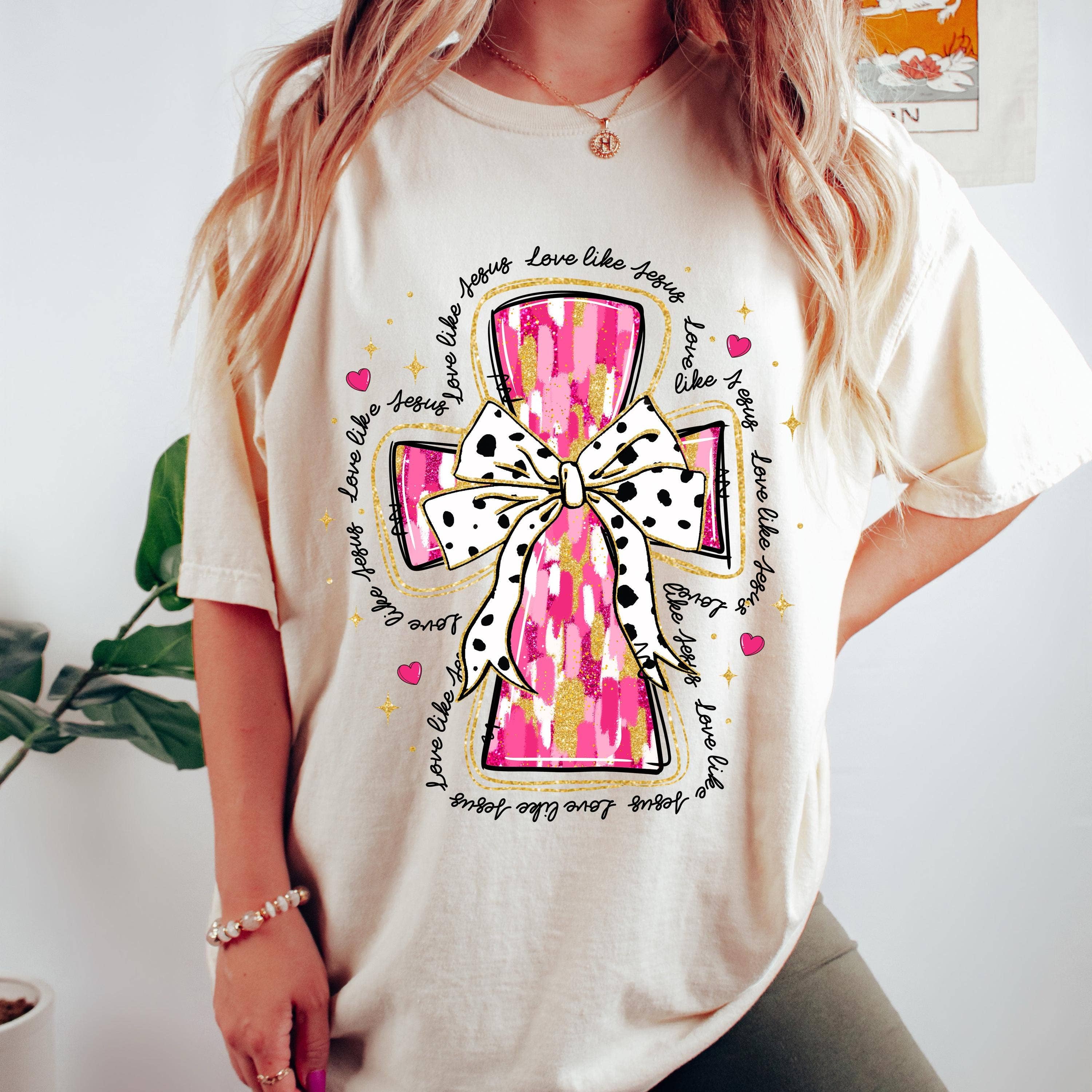 NVC Ecommerce LLC – wholesale T-shirt med logga - Dam – Retro Cupid Coquette rosettskjorta, Girly Valentine tröja6