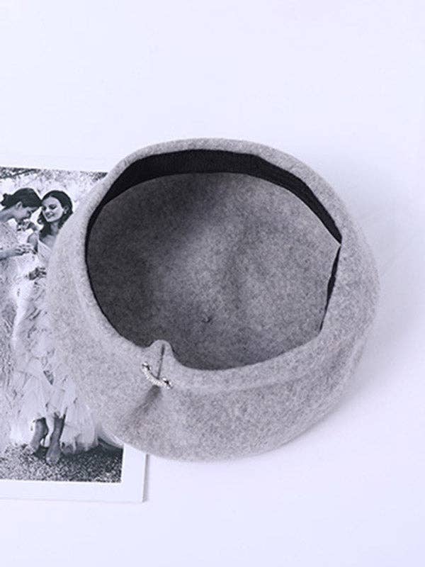 StyleGalX - Vente Béret – femme - Bonnet béret vintage en laine unie0