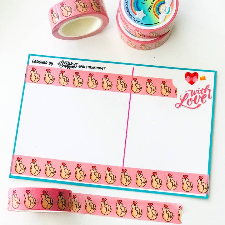 Artful Geet Creations – Engroshandel Washitape – Finger Hearts Washi Tape | Kærlighed fra Seoul | Snail Mail Wash