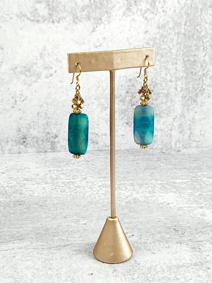 Sea of Blue Agate Stone Earrings for wholesale by Scarlette Dove