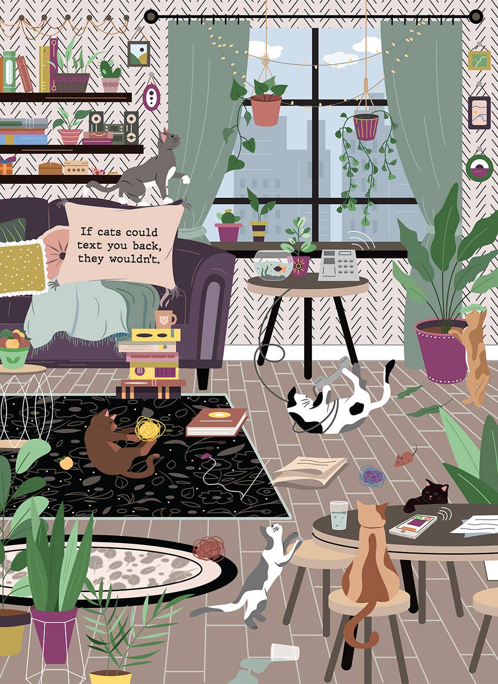 ellembee gift - Wholesale Puzzle - Adult - Texting cats - 1000 piece soft touch Jigsaw Puzzle3