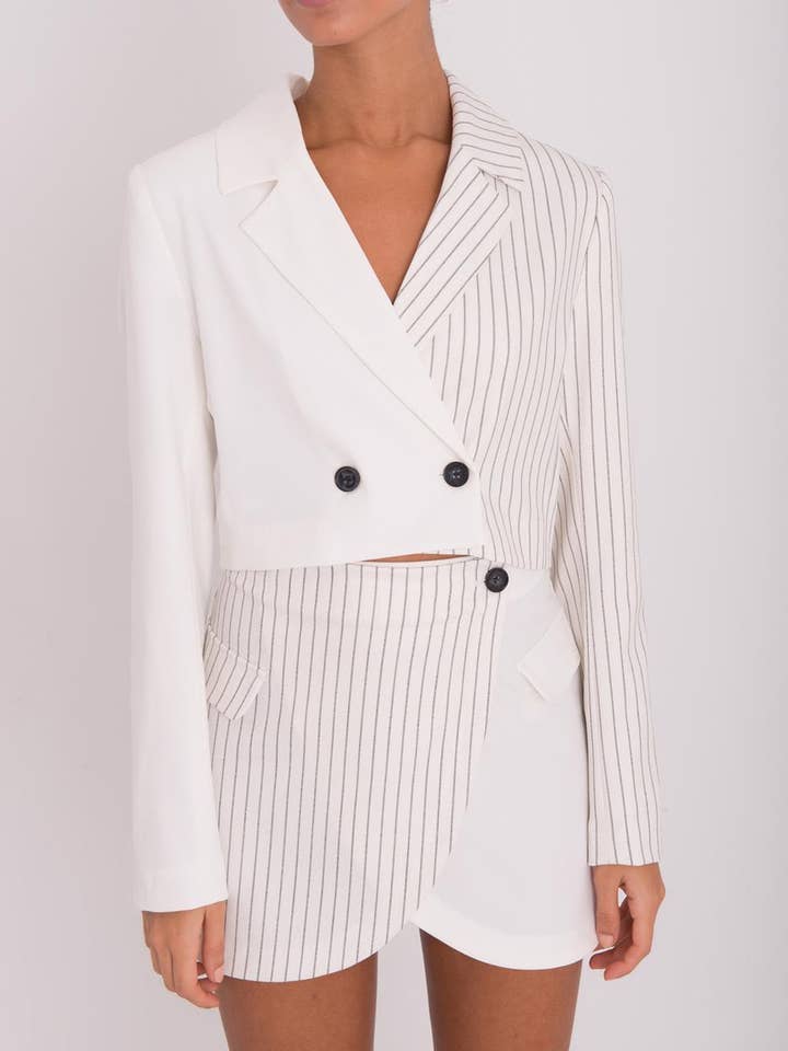 Ecru flerfarvet beskåret jakke for engroshandel hos BSL