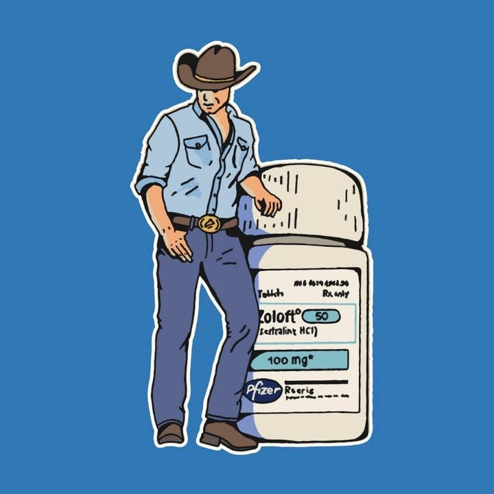Autocollant Zoloft Cool Cowboy pour la vente par Parker Goods