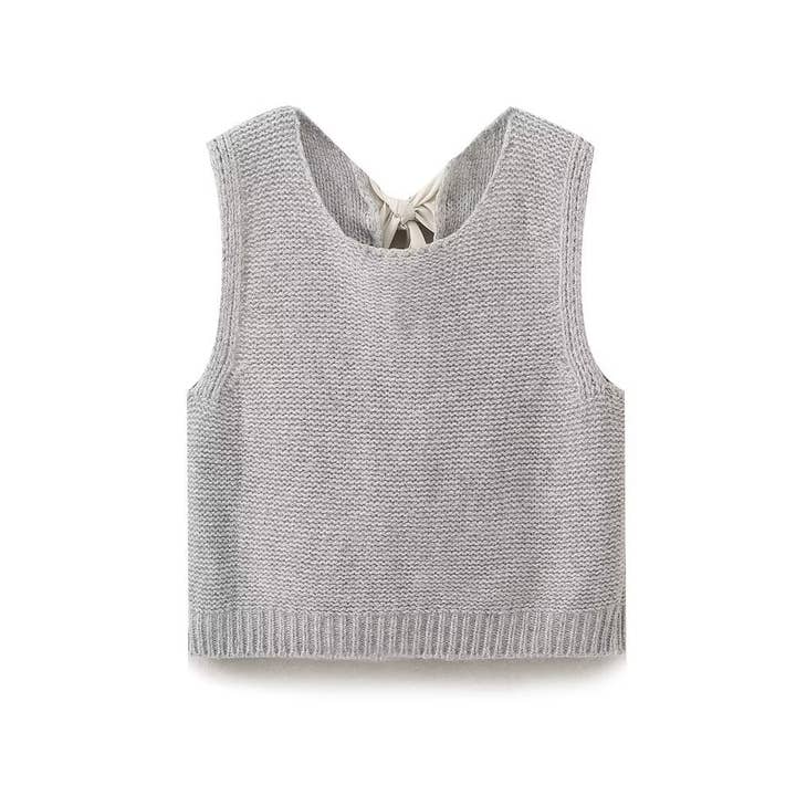 Hope & Sunshine - Wholesale Sweater Vest - Women's - Women's Bow Tie Solid Color Fitted Sweater Vest3