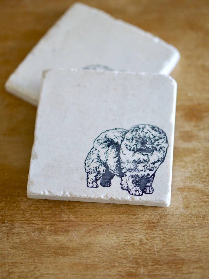 Porta-copos de chow chow de mármore por atacado de Lace, Grace & Peonies Marble Coasters