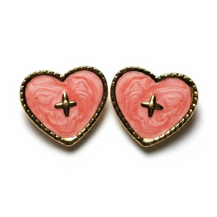 Handmade Enamel Heart Stud Earrings – 5 Colors for wholesale by Loli