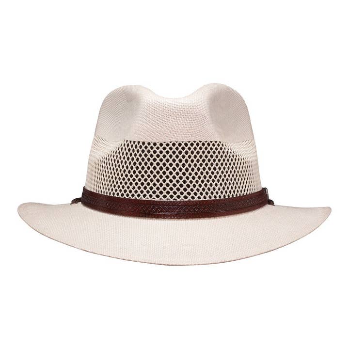 American Hat Makers - Wholesale Straw Hat - Unisex - Safari Vented Straw Fedora Hat - Style Milan