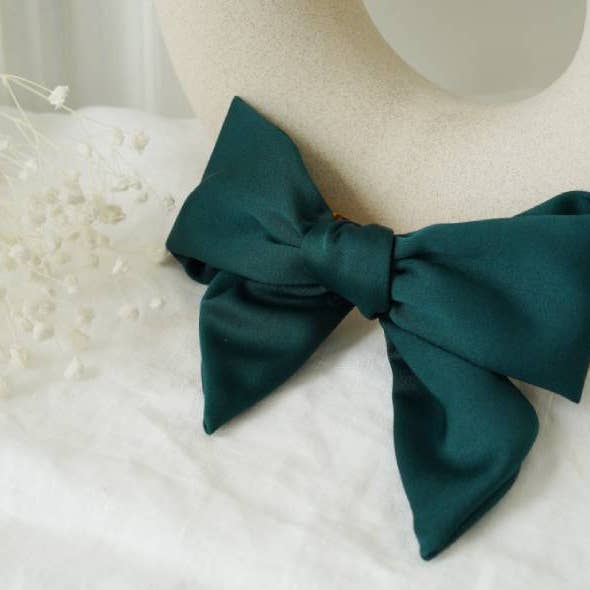 Bohomane - Vendita all'ingrosso Fiocco per capelli - Donna - Fermaglio con fiocco in raso Amore verde smeraldo