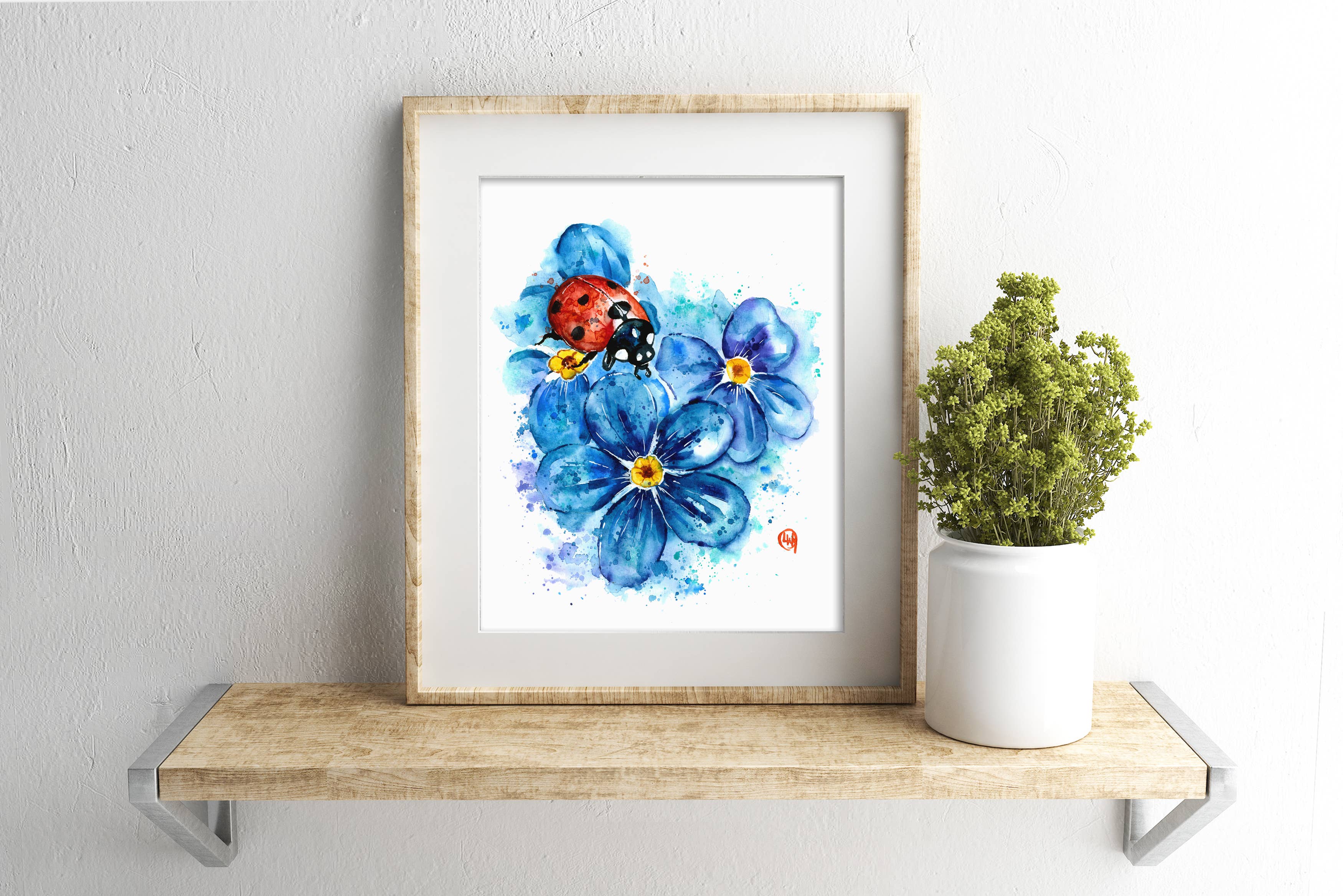 Whitehouse Art - Wholesale Art Print - Ladybug Art Print, Garden Decor, Gift Shop, Flower Painting6