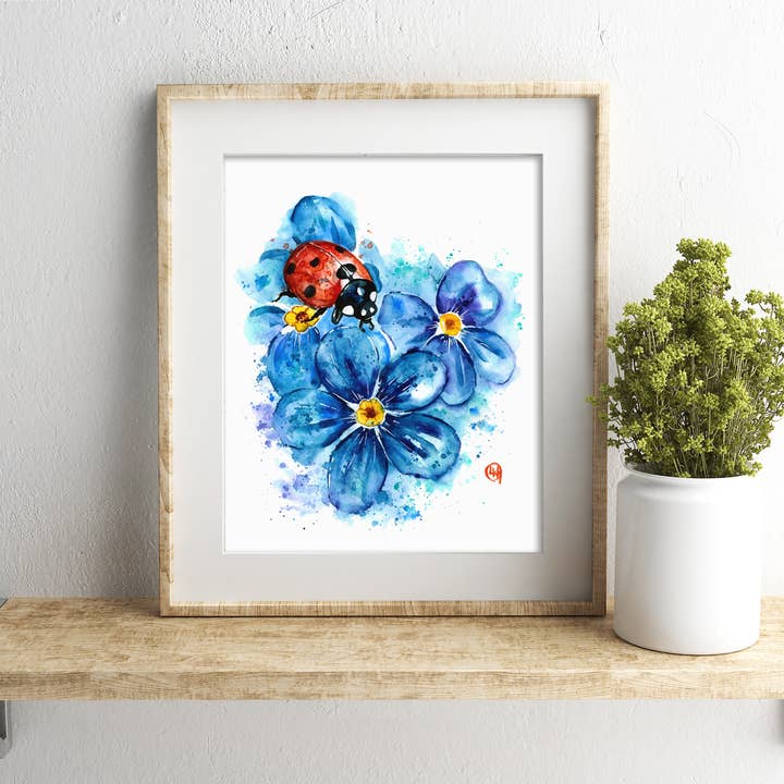 Whitehouse Art - Wholesale Art Print - Ladybug Art Print, Garden Decor, Gift Shop, Flower Painting6