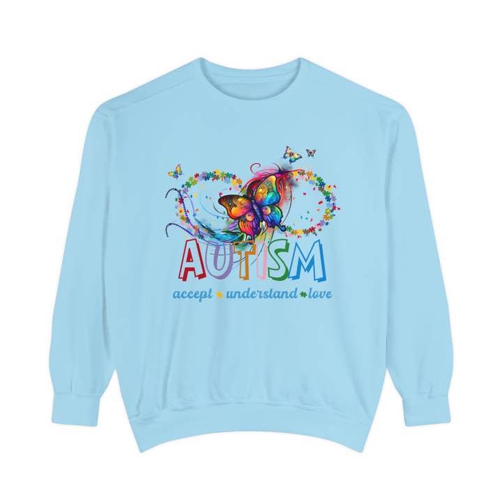 accept understand & love Unisex Garment-Dyed Sweatshirt for wholesale by Apparel Crush