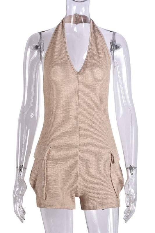 KHKAI sleeveless halter rompers for wholesale on Faire6