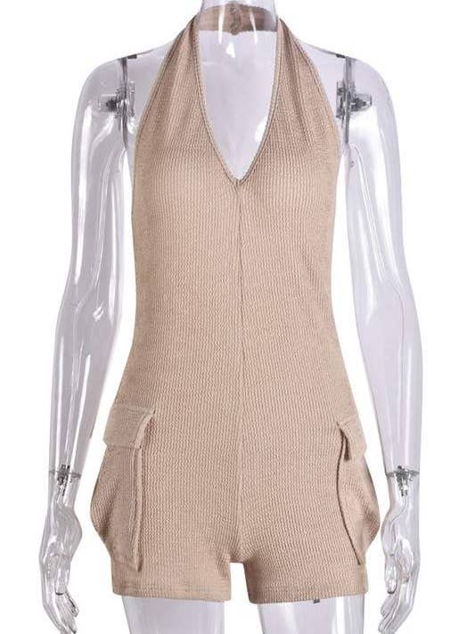 KHKAI sleeveless halter rompers for wholesale on Faire6