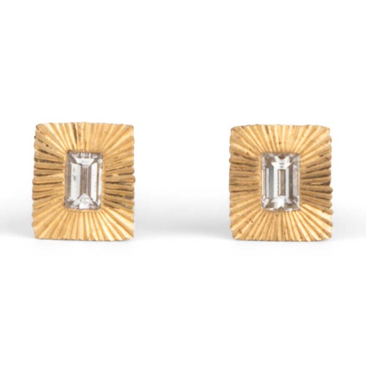 Puces d'oreilles Aurora diamant baguette pour la vente par Corey Egan