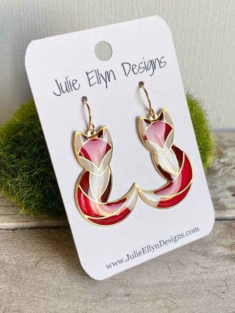 Farvet Glas Posh Ræv Øreringe - Guld for engroshandel hos Julie Ellyn Designs