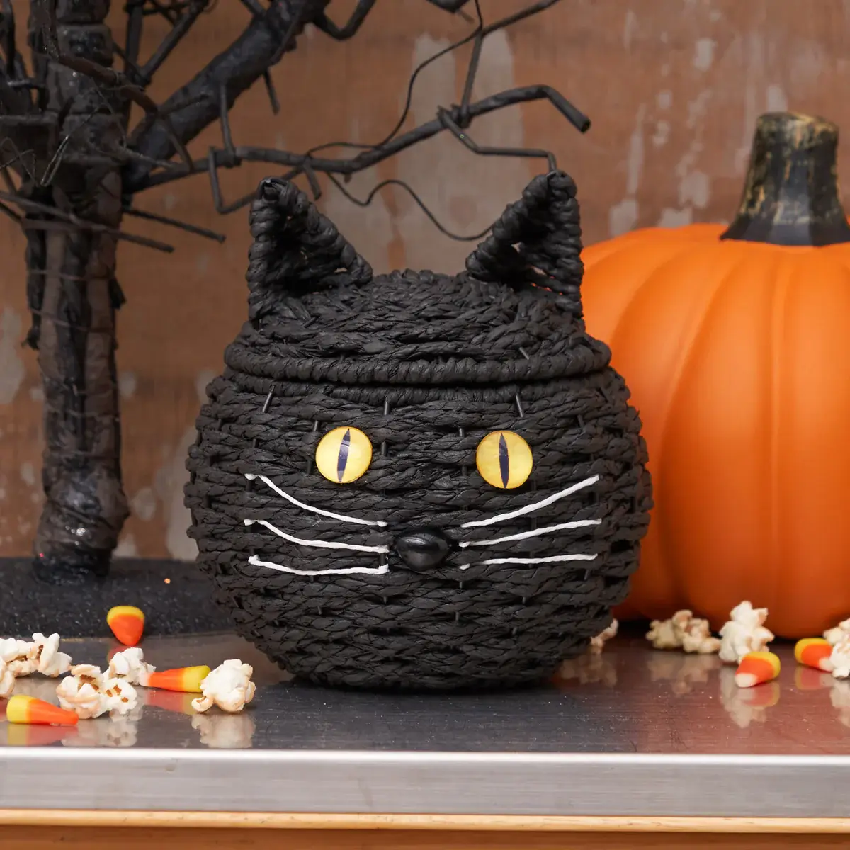 C&F Home - Wholesale Basket - Halloween Black Cat Shaped Handwoven Basket2