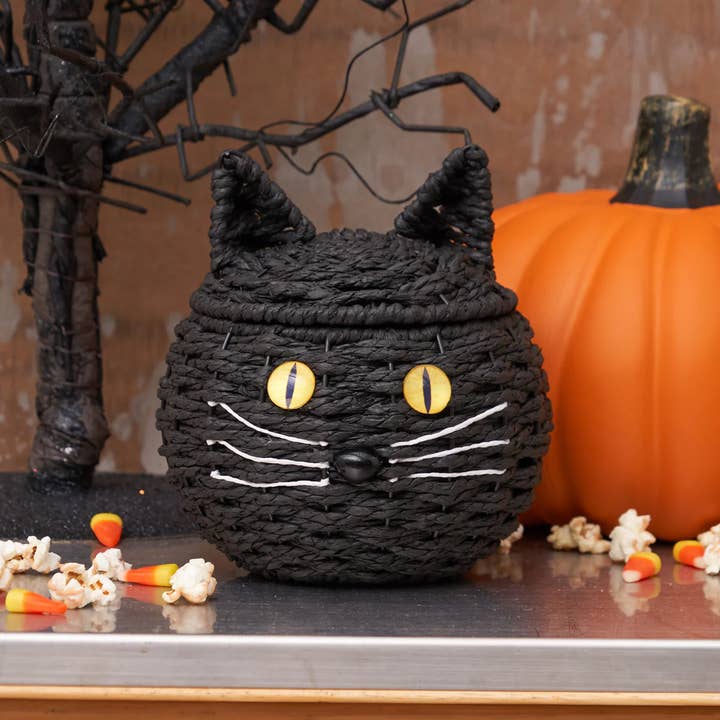 C&F Home - Wholesale Basket - Halloween Black Cat Shaped Handwoven Basket2
