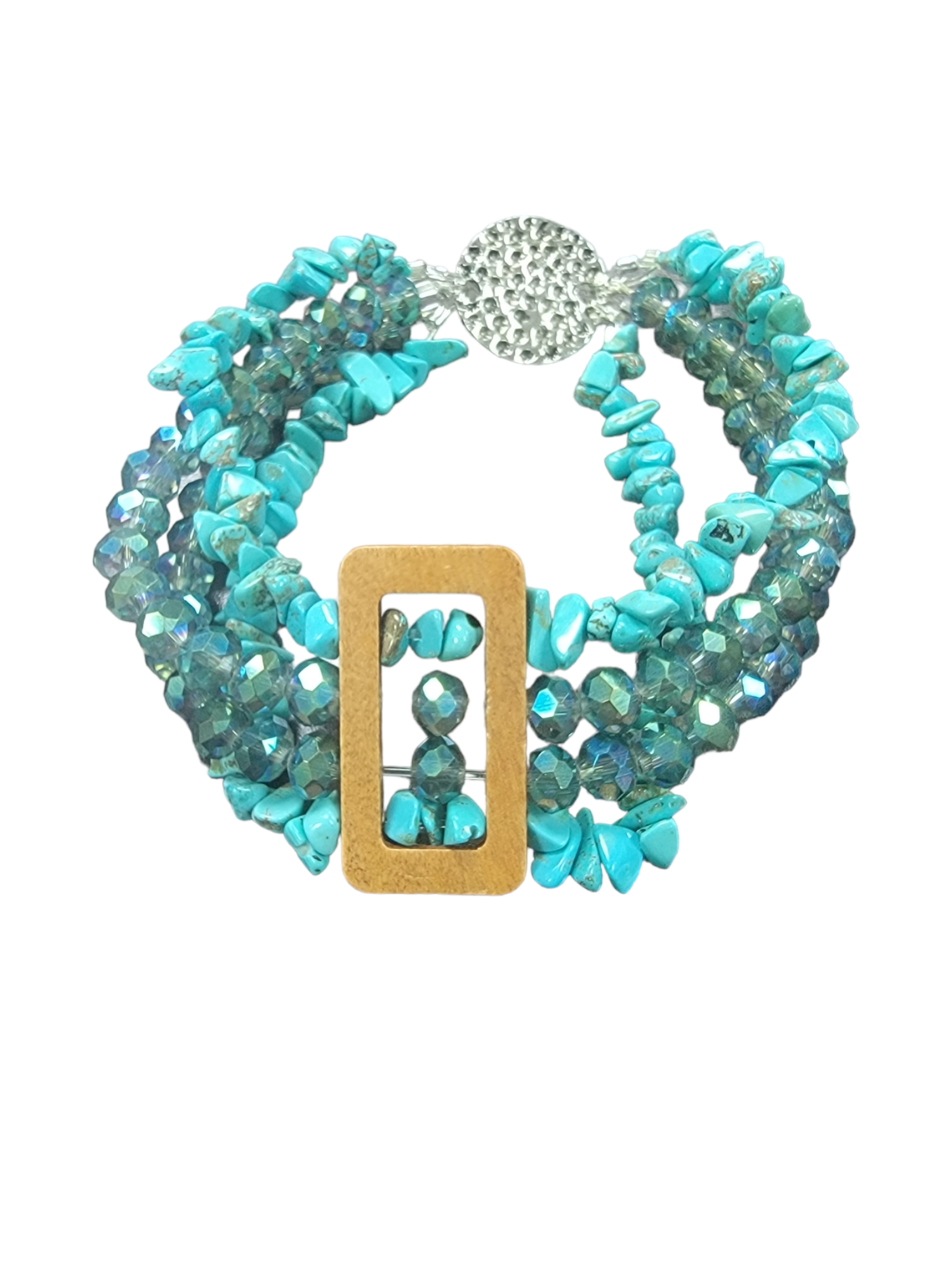 Ciao Bella Jewelry Inc - Vendita all'ingrosso Bracciale con perline - Braccialetto elasticizzato con pietre preziose rettangolari multifilo0