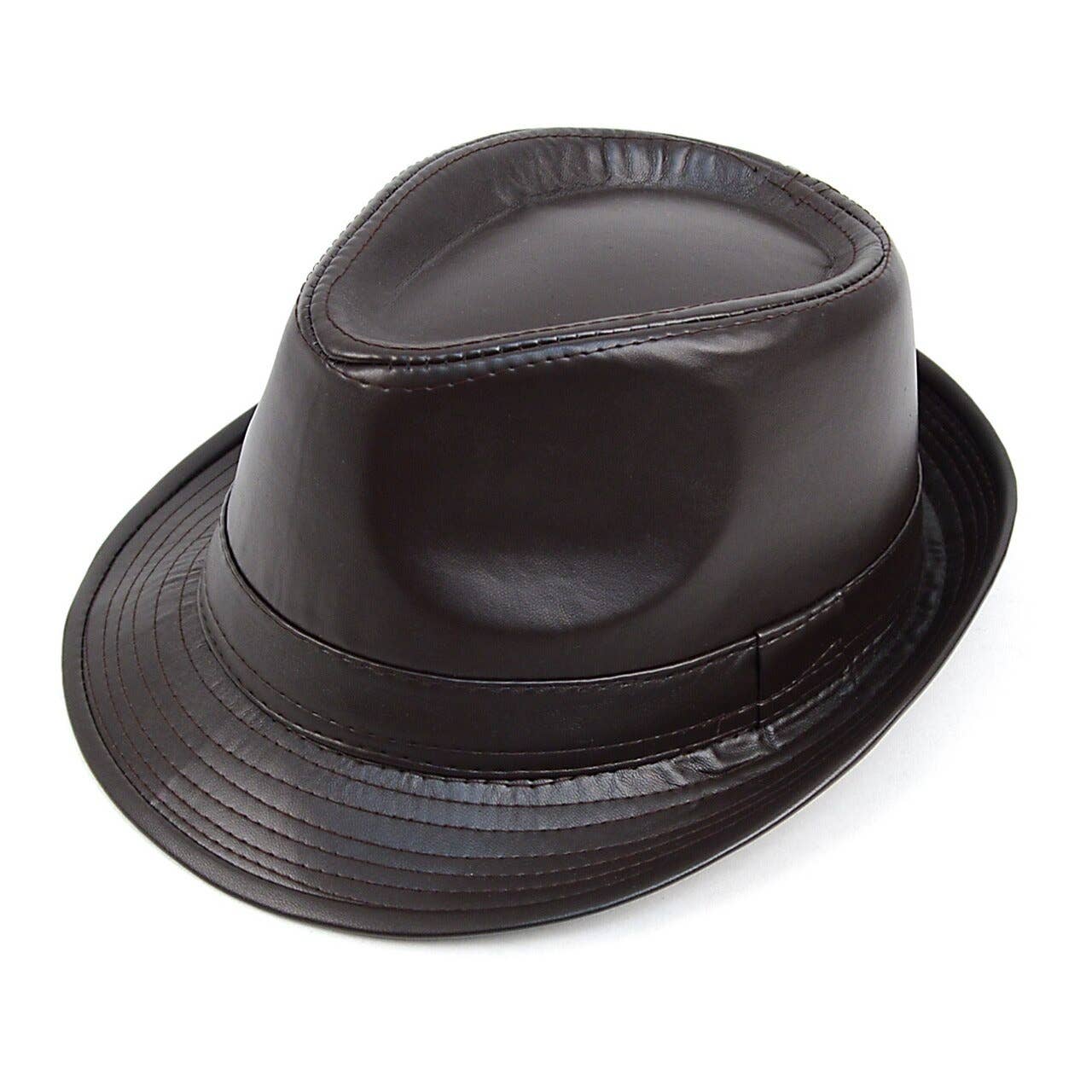 Selini New York - Vente Chapeau en feutre – homme - Chapeau Trilby Fedora en Cuir Automne/Hiver1