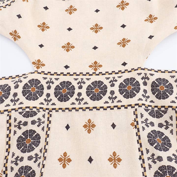 As Shown French Print Linen Midi Dress Summer Chic for wholesale on Faire2