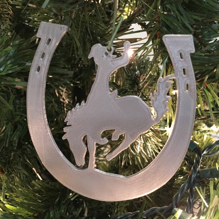 Cowboy 105 Tree Ornament - Plastic (Gray) (3D-Printed) for wholesale by Economy Ornament
