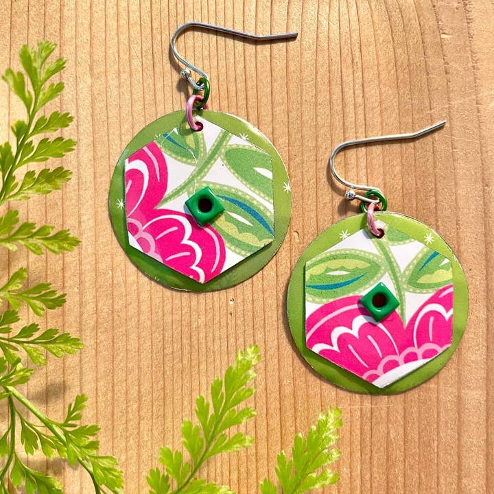 TTE Designs - Wholesale Dangle Earrings - Best Sellers - Set of 12 Recycled Vintage Tin Earrings 5