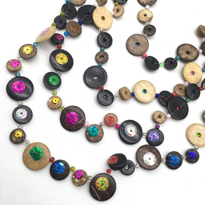 ACCITY - Wholesale Beaded/Pearl Necklace - BOHEMIAN COCONUT SHELL SEQUIN LONG NECKLACE_CWMM4554
