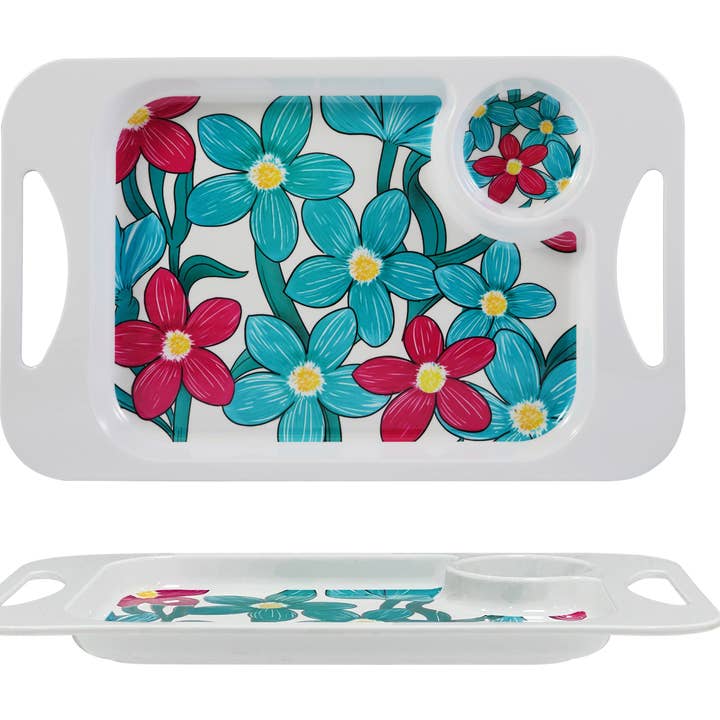 Small Snack Tray - Teal Cerise Floral for wholesale by Rosa Lifestyle