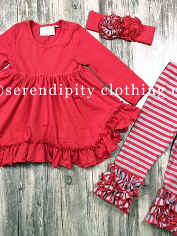 CONJUNTO DE TÚNICA Y LEGGINGS CON VOLANTES OTOÑALES PARA NIÑA 19-65 para venta al por mayor de Serendipity Clothing Co
