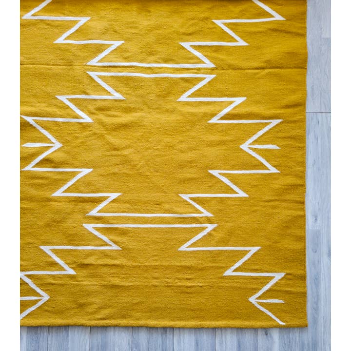 Tappeto tessuto a mano Cleo senape | Base gialla per la vendita all'ingrosso da parte di Mumo Toronto Inc