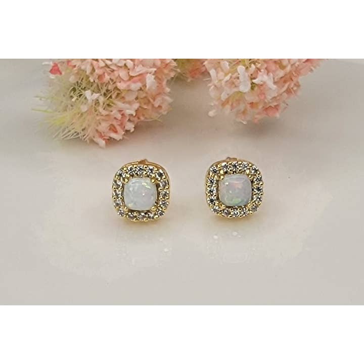 BETTYOH INC - Wholesale Stud/Post Earrings - LAB GROWN OPAL STUD EARRINGS.1