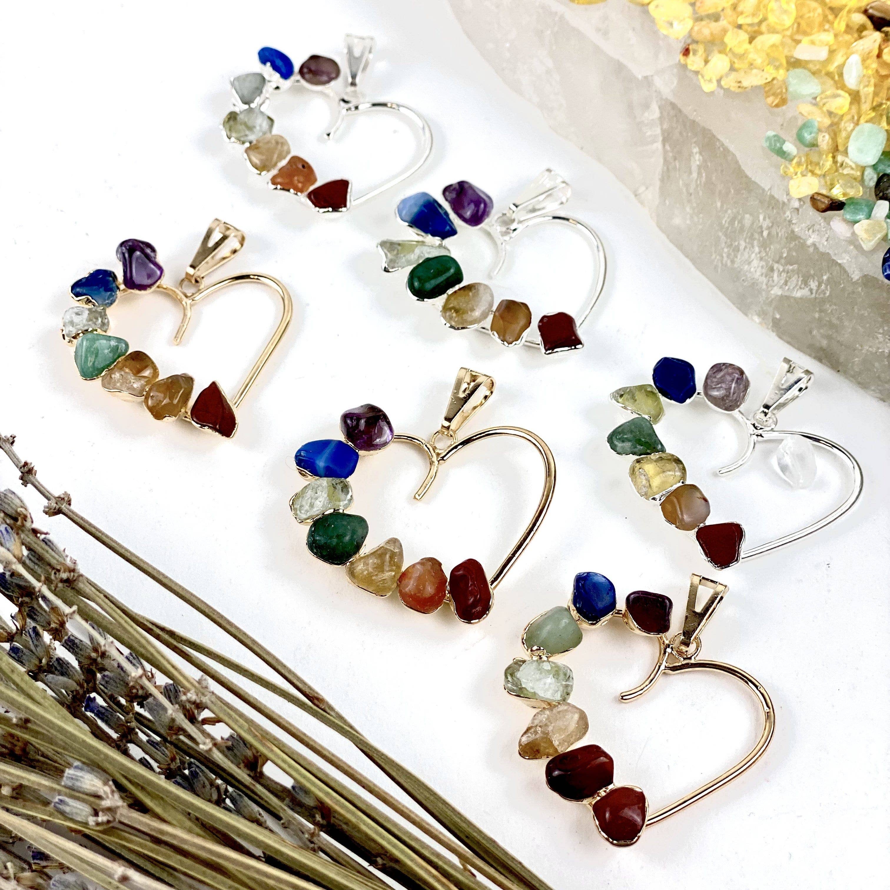 Rock Paradise – Pendente/pingente individual por atacado – Pingente/Coração de Cristal de Chakra Polido1