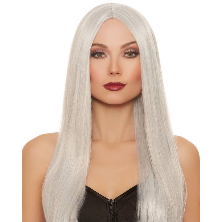 Gray White Mix Dreamgirl Extra-Long Straight Wig for wholesale on Faire