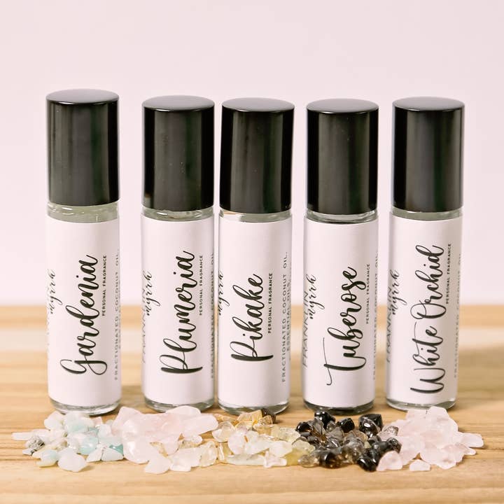 Hawaiian Floral Scented Personal Fragrance Rollers for wholesale by FRANKLIN & myrrh